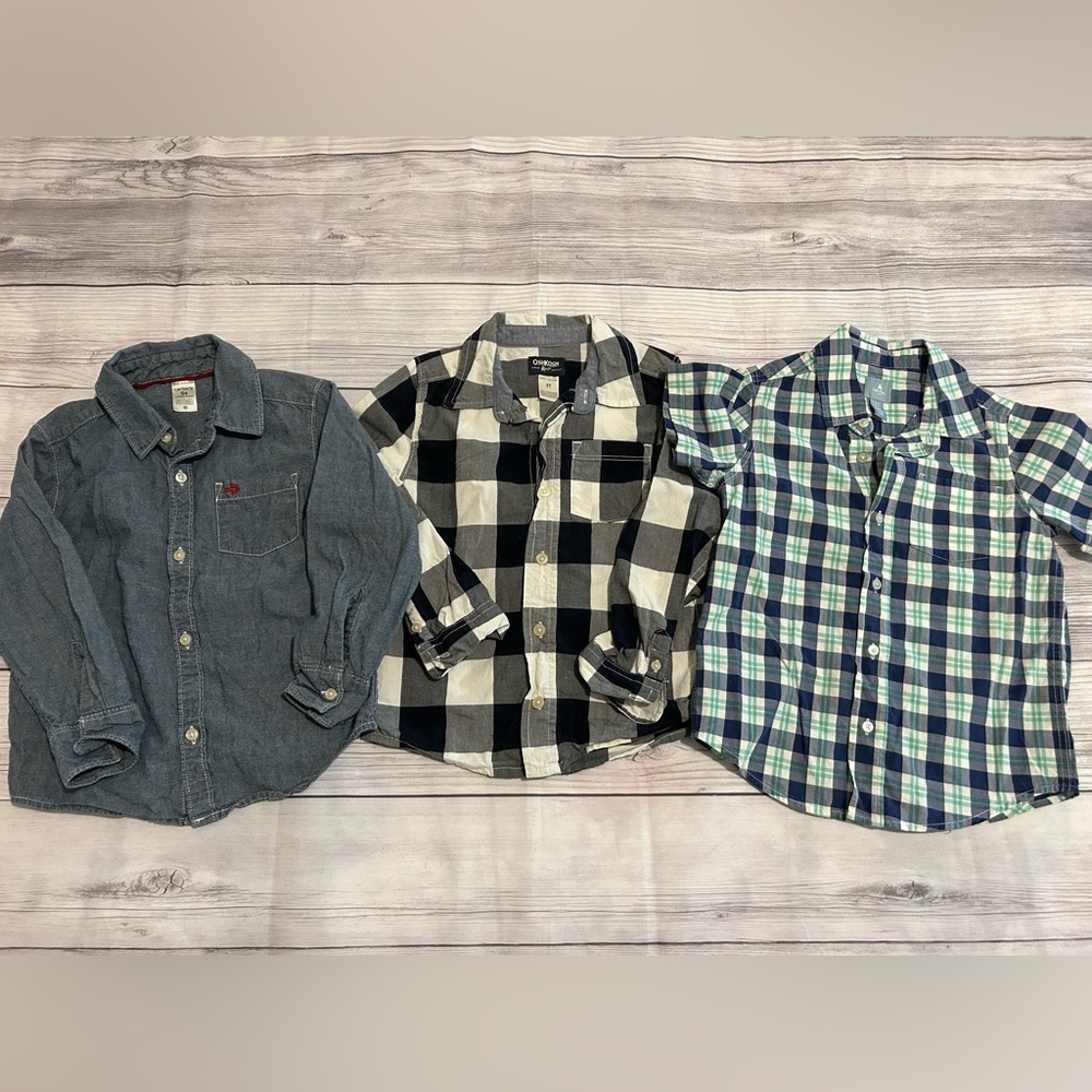 3 Buttondown Shirt Bundle - Gap / OshKosh / Carters - Size 5T